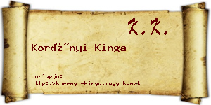 Korényi Kinga névjegykártya