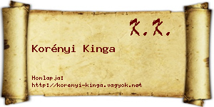 Korényi Kinga névjegykártya